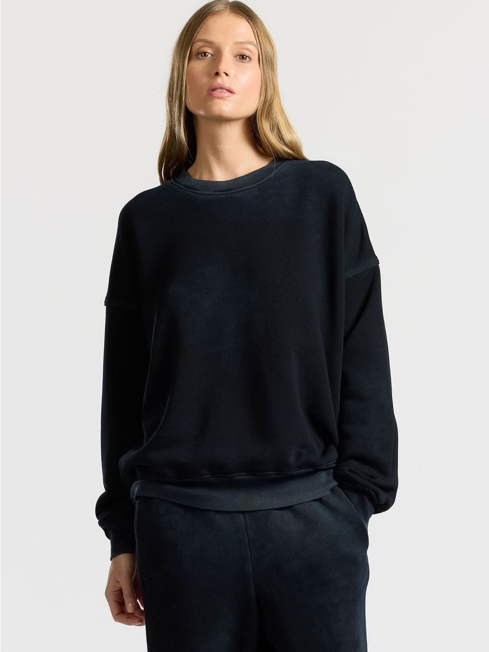 Cotton Citizen Black Relaxed Crewneck Sweatshirt